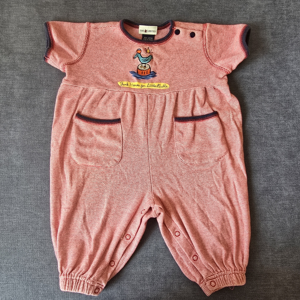 Vintage The Limited Baby Romper 6-12M Nautical Seagull Embroidery Macau
